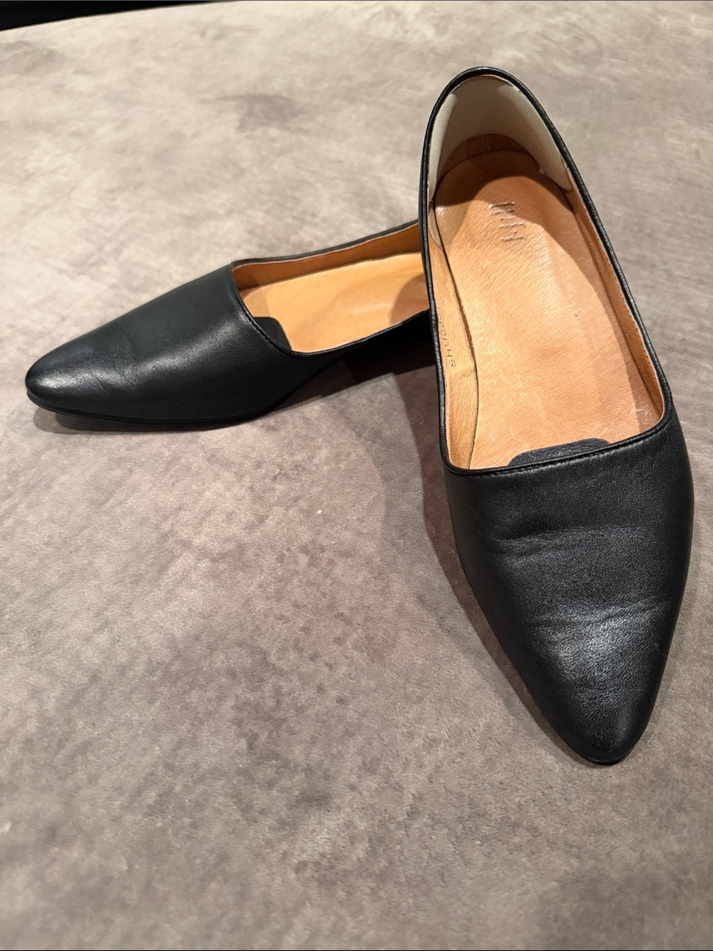 J. Jill Black Leather Pointed Toe Ballet Flats Classic Work Comfort Size 7.5